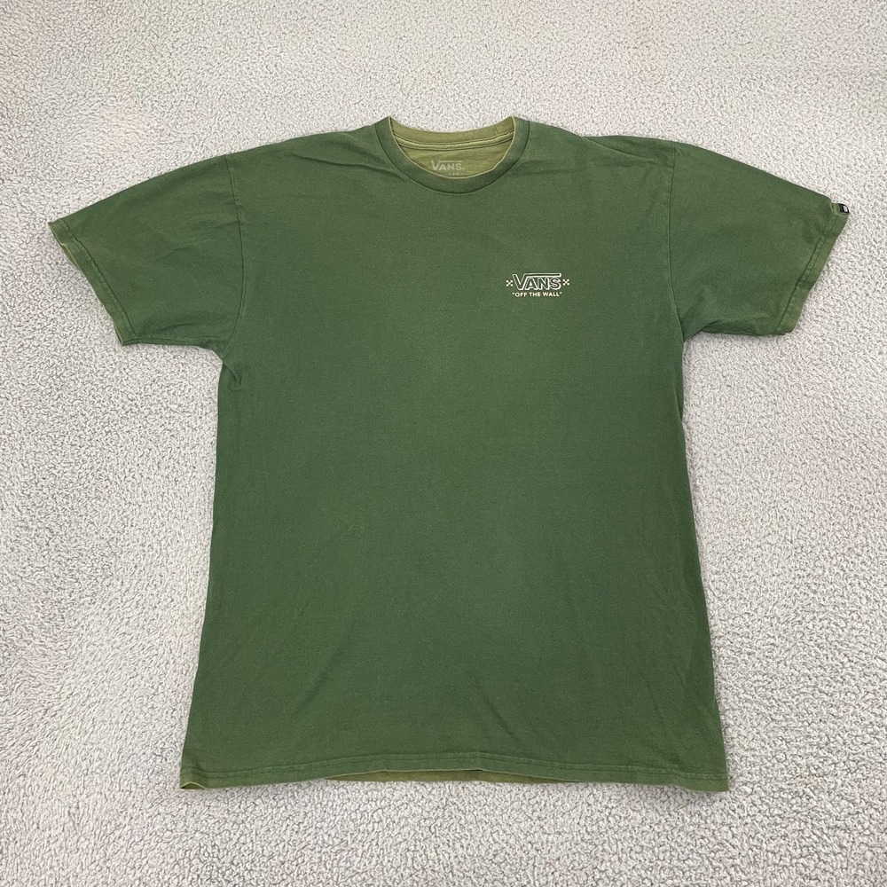 Vans Holder ST Classic Fit Shirt Men L Green Sun Faded Skater Short Sleeve